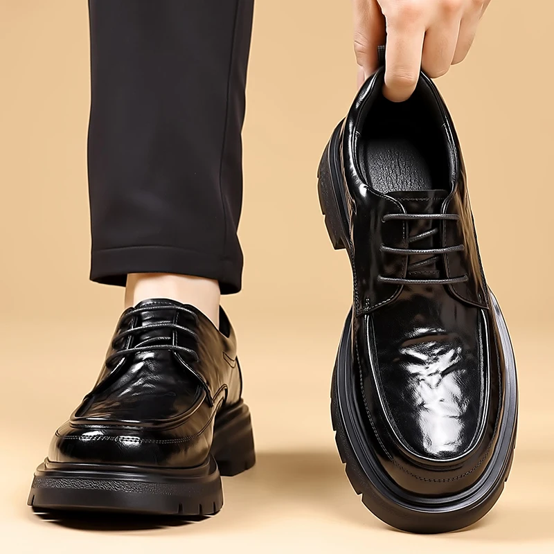 Men's Platform Dress Shoes Lace-up Business Formal Leather Shoes Non-slip Thick Sole Oxford Shoes for Office
Men's Platform Dress Shoes Lace-up Business Formal Leather Shoes Non-slip Thick Sole Oxford Shoes for Office