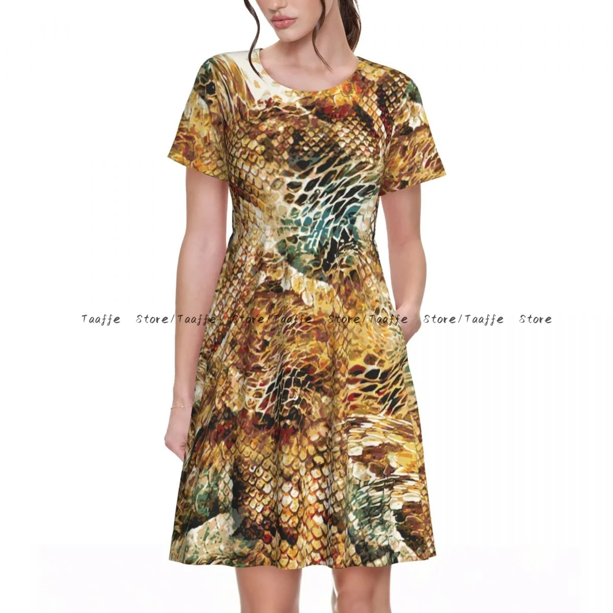 Elegant Women Dress Snake Skin Turn-down Collar Short Sleeve Body-Shaping Street Robe
Elegant Women Dress Snake Skin Turn-down Collar Short Sleeve Body-Shaping Street Robe