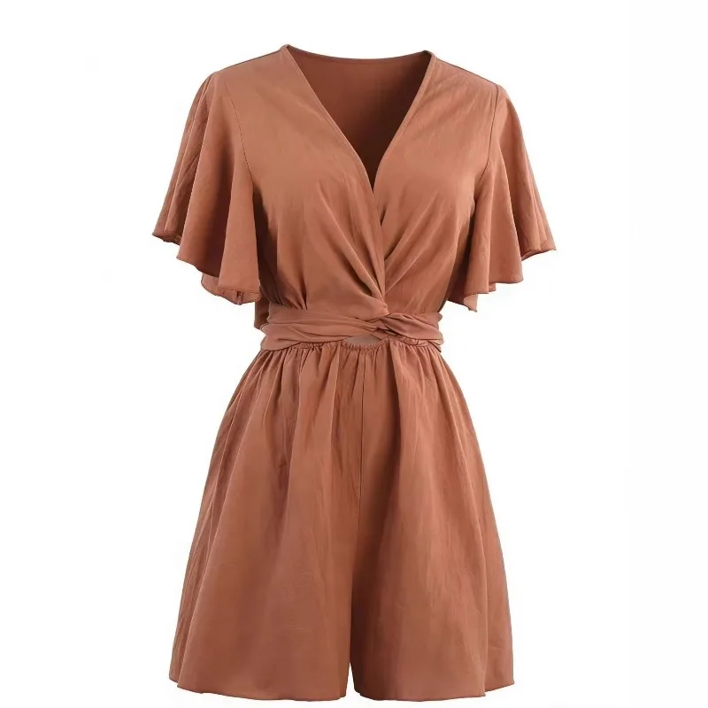 Black Twist Criss Cross Playsuit Ruch Waist Holes Women'S Spring Summer Commuter V-Neck Jumpsuit Y2K Ruffles Rompers Office Lady
Black Twist Criss Cross Playsuit Ruch Waist Holes Women'S Spring Summer Commuter V-Neck Jumpsuit Y2K Ruffles Rompers Office Lady