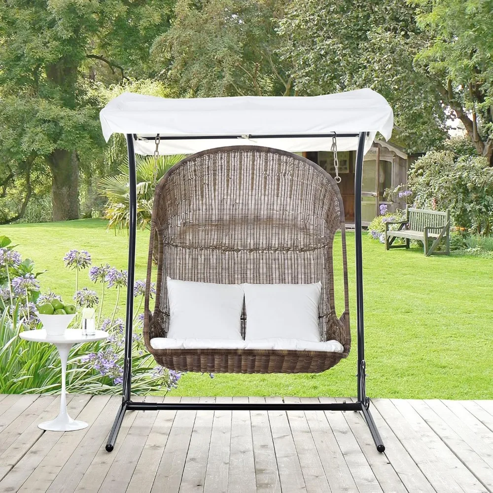 Vantage Wicker Rattan Outdoor Patio Swing Chair with Canopy in Brown White, Customized
Vantage Wicker Rattan Outdoor Patio Swing Chair with Canopy in Brown White, Customized