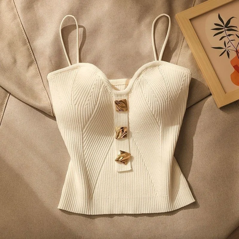 Summer Cross-Knit Suspender Women'S Sexy Beauty Camisole Slim Fit Sleeveless T-Shirt No Chest Pad Short Tank Tops Black White
Summer Cross-Knit Suspender Women'S Sexy Beauty Camisole Slim Fit Sleeveless T-Shirt No Chest Pad Short Tank Tops Black White