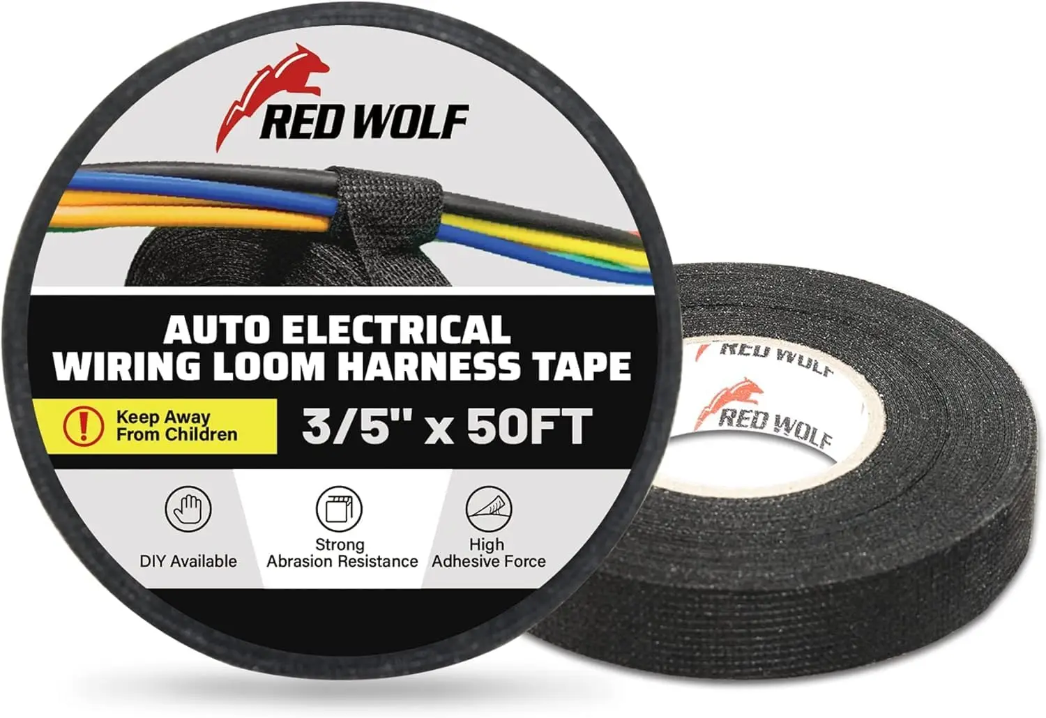 Self-Adhesive Fabric Wire Loom Tape for Automotive Harness Wrap, Noise Damping, High Temp, 2 Rolls Black 3/5" x 50FT
Self-Adhesive Fabric Wire Loom Tape for Automotive Harness Wrap, Noise Damping, High Temp, 2 Rolls Black 3/5" x 50FT