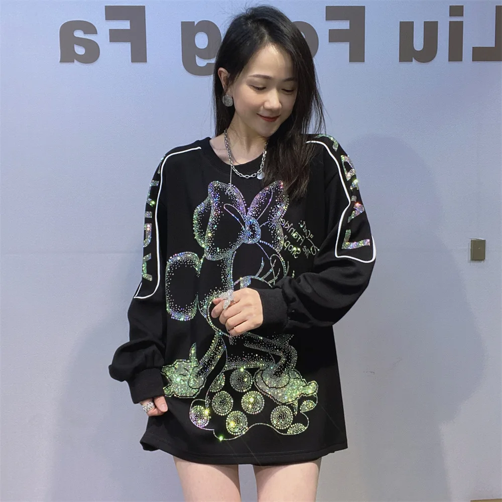 Trendy Shiny Mickey Diamonds Women Sweatshirt Mid-long Oversize Pullover Top Hot Drilling Letters Space Cotton Casual Hoodies
Trendy Shiny Mickey Diamonds Women Sweatshirt Mid-long Oversize Pullover Top Hot Drilling Letters Space Cotton Casual Hoodies