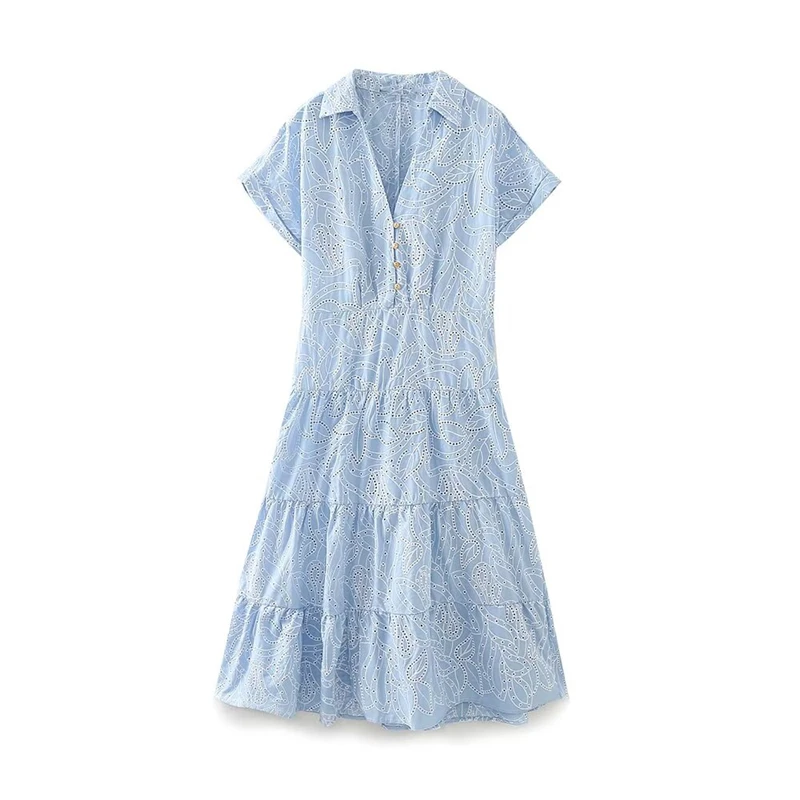 KEYANKETIAN Summer New Women's Fake Two Embroidered Tiered MIDI Dresses Turn Down Collar Short Sleeve Cotton cloth A Line Dress
KEYANKETIAN Summer New Women's Fake Two Embroidered Tiered MIDI Dresses Turn Down Collar Short Sleeve Cotton cloth A Line Dress