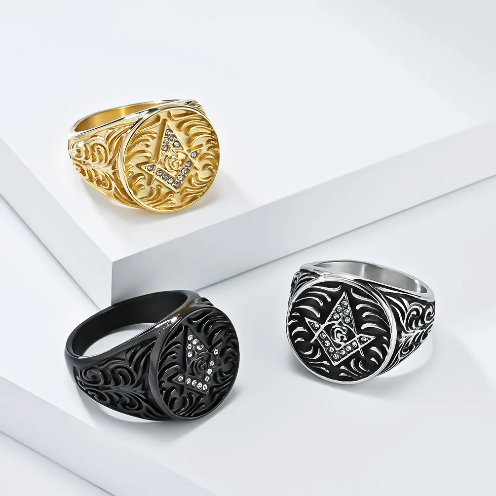 5 pcs Stainless Steel Crystal Masonic Ring Silver / Gold / Black Masonic Ring Jewelry for Men
5 pcs Stainless Steel Crystal Masonic Ring Silver / Gold / Black Masonic Ring Jewelry for Men