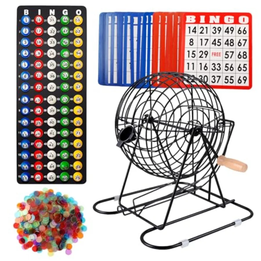 Bingo Game with Bingo Cage, Masterboard, 7/8" Balls, 50 Game Cards and 500 Chips for Friend Parties, Family Game Night
Bingo Game with Bingo Cage, Masterboard, 7/8" Balls, 50 Game Cards and 500 Chips for Friend Parties, Family Game Night