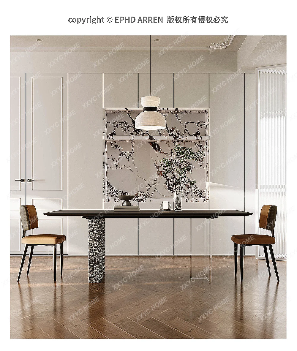 LJYSuspension Stone Plate Dining Table Minimalist Stainless Steel Water Ripple Rectangular Acrylic
LJYSuspension Stone Plate Dining Table Minimalist Stainless Steel Water Ripple Rectangular Acrylic