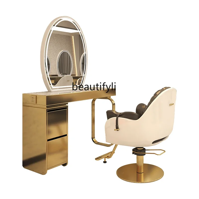 New Barber Shop Dressing Table Stainless Steel Single Double-Sided Floor for Hair Salon Mirror with Light
New Barber Shop Dressing Table Stainless Steel Single Double-Sided Floor for Hair Salon Mirror with Light