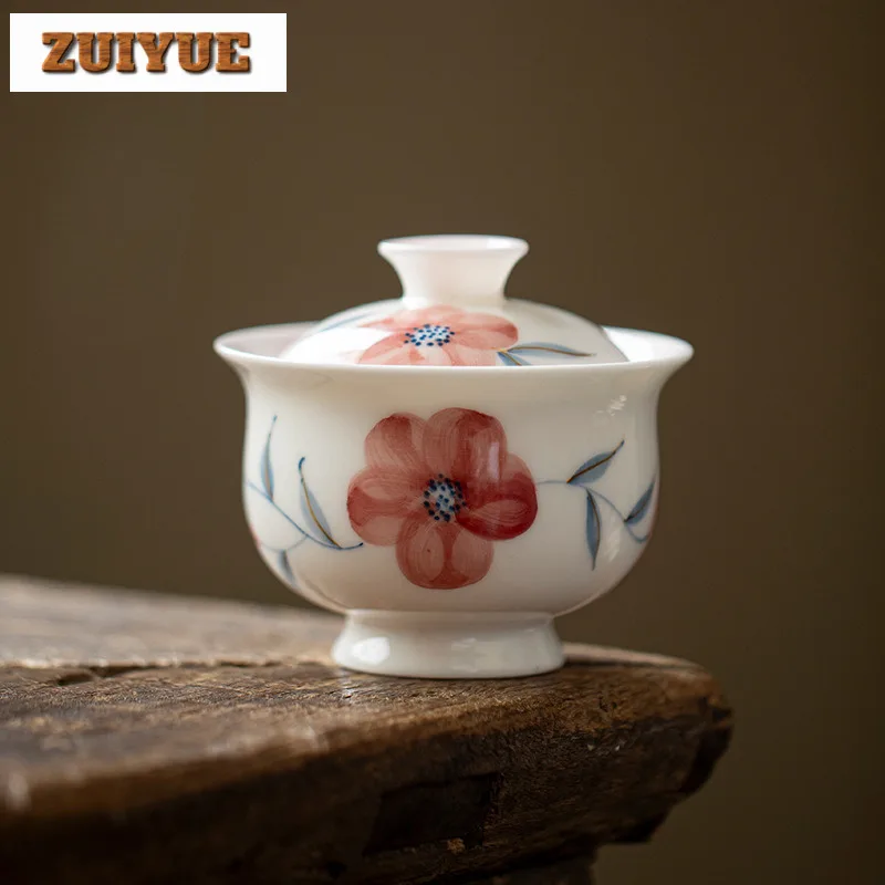 150ml Hand-painted Peach Blossom Two-talented Gaiwan Retro Tea Tureen Tea Bowl With Lid Kit Tea Maker Cover Bowl For Tea Gift
150ml Hand-painted Peach Blossom Two-talented Gaiwan Retro Tea Tureen Tea Bowl With Lid Kit Tea Maker Cover Bowl For Tea Gift