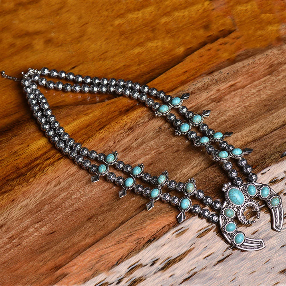 Turquoise Jewelry Horn Necklace Choker Necklaces for Woman Vintage Alloy Pendant
Turquoise Jewelry Horn Necklace Choker Necklaces for Woman Vintage Alloy Pendant