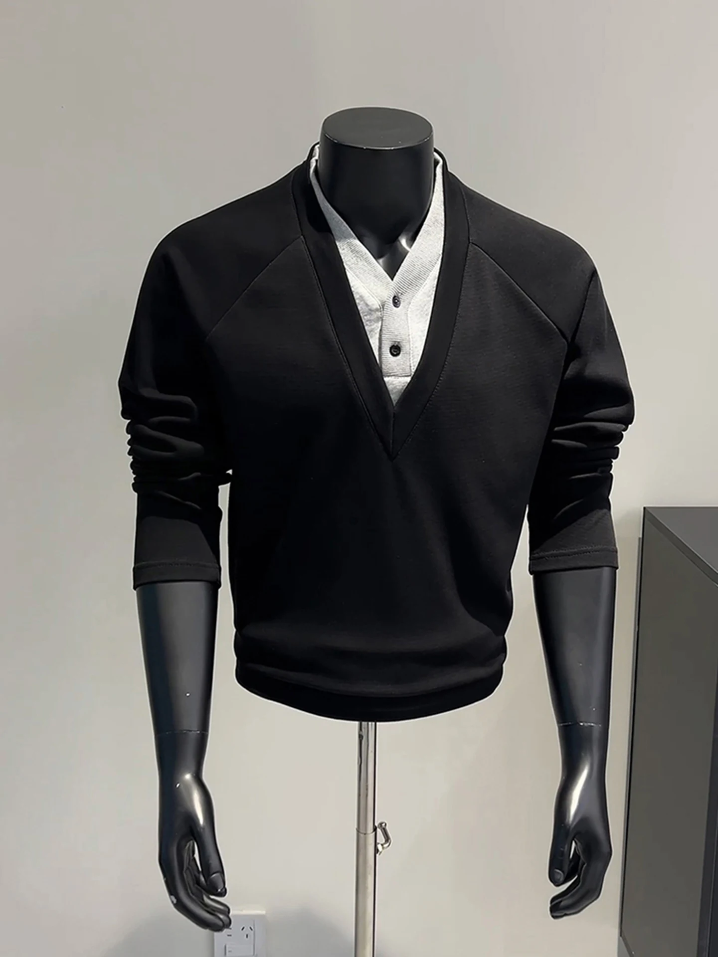 Bla Long Sve V-Ne Sweatirt Men's Autumn Winter American Sle Henry Collar Heavy Inner irt Boy's Warmth Clothing
Bla Long Sve V-Ne Sweatirt Men's Autumn Winter American Sle Henry Collar Heavy Inner irt Boy's Warmth Clothing