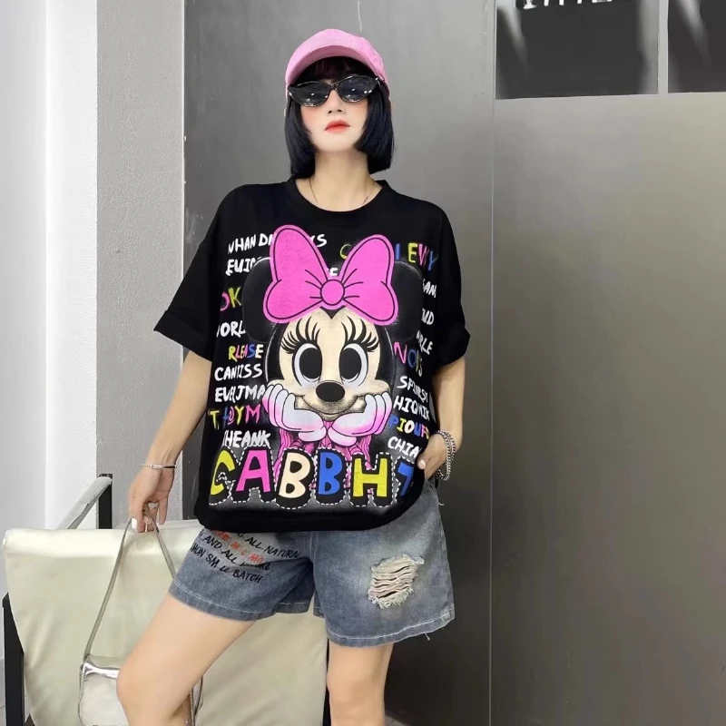 Spring 2025 New Popular Tees Loose Heavy Industry O-neck Short-sleeved T-shirt Top Women's White Black Kawaii Tshirt Pullover
Spring 2025 New Popular Tees Loose Heavy Industry O-neck Short-sleeved T-shirt Top Women's White Black Kawaii Tshirt Pullover