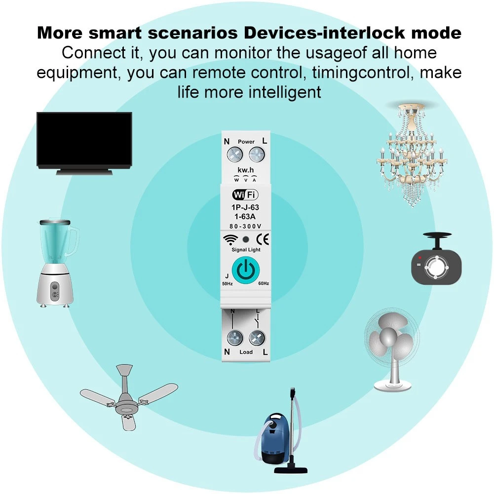 N11R Wifi Circuit Breaker AC220V 63A Voltmeter Ammeter Energy Remote Mobile Control Single-Phase Intelligent Switch Metering
N11R Wifi Circuit Breaker AC220V 63A Voltmeter Ammeter Energy Remote Mobile Control Single-Phase Intelligent Switch Metering
