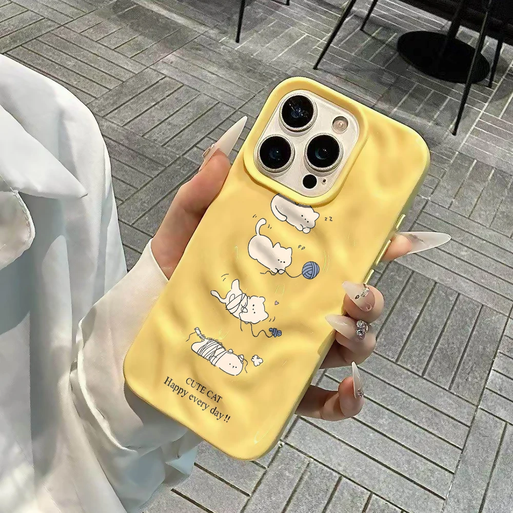 Cute Ball of Yarn Cat Phone Case For iPhone 17 16 15 14 13 12 11 Pro Max 14 15 Plus 17Air Wrinkle Wave Soft Silicone Drop Cover
Cute Ball of Yarn Cat Phone Case For iPhone 17 16 15 14 13 12 11 Pro Max 14 15 Plus 17Air Wrinkle Wave Soft Silicone Drop Cover