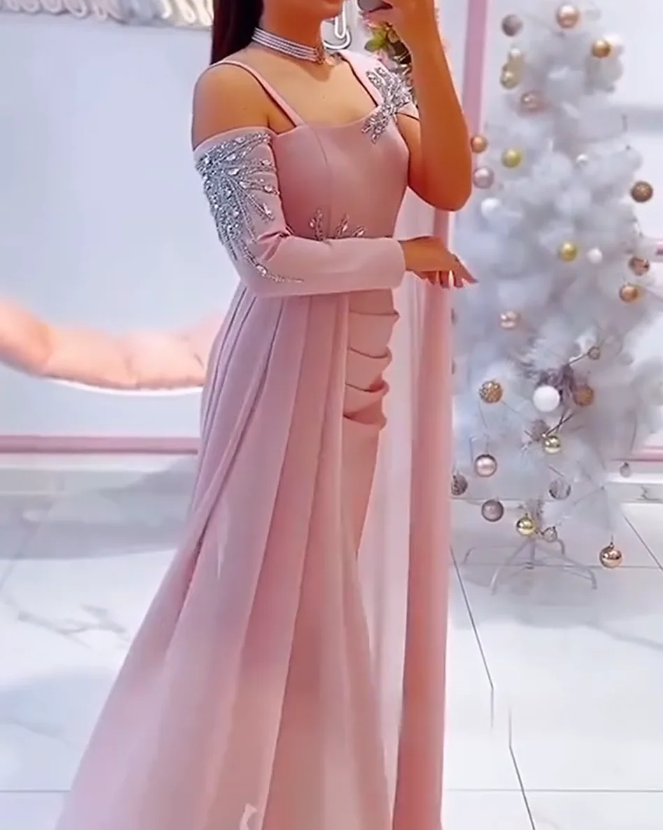 Pink Mermaid Pleated Overskirt Prom Dresses Long for Women 2025 with Slit One Shoulder Crystal Formal Evening Gowns Customized
Pink Mermaid Pleated Overskirt Prom Dresses Long for Women 2025 with Slit One Shoulder Crystal Formal Evening Gowns Customized