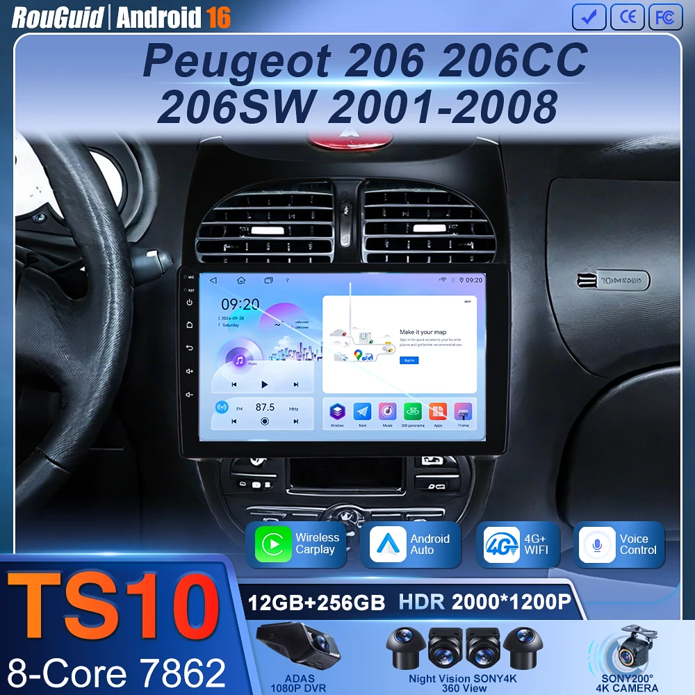 Android 16 Car Radio 4G+WIFI Carplay Android Auto For Peugeot 206 2001 - 2016 Car Radio Multimedia Video Player Navigation GPS
Android 16 Car Radio 4G+WIFI Carplay Android Auto For Peugeot 206 2001 - 2016 Car Radio Multimedia Video Player Navigation GPS