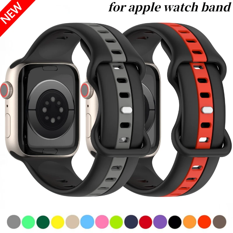 Two-color Silicone Strap For Apple Watch Ultra Band 49mm 45mm 41mm 44mm 40mm 42mm Bracelet Wristband iWatch 9 8 7 6 5 4 SE Belt
Two-color Silicone Strap For Apple Watch Ultra Band 49mm 45mm 41mm 44mm 40mm 42mm Bracelet Wristband iWatch 9 8 7 6 5 4 SE Belt