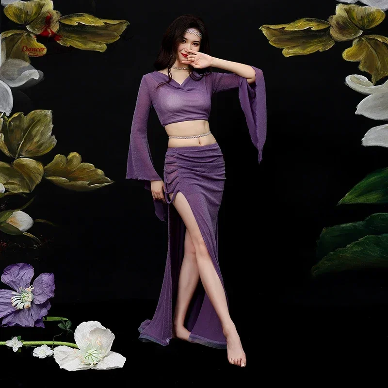 Belly Dance Costume Suit Winter Long Sleeves Top+split Long Skirt 2pcs Oriental Performance Set Female Belly Dancing Skirts
Belly Dance Costume Suit Winter Long Sleeves Top+split Long Skirt 2pcs Oriental Performance Set Female Belly Dancing Skirts