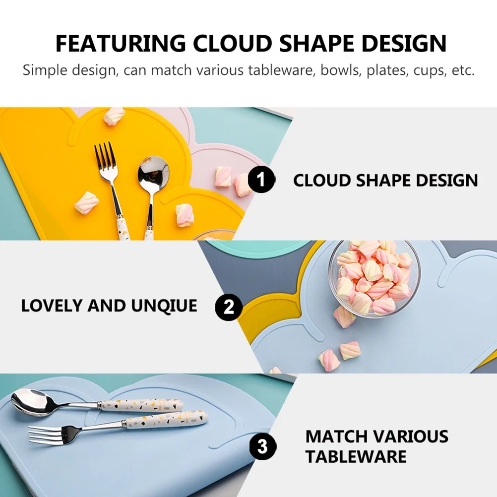 2pcs Silicone Placemat Cloud Shaped Heat Resistant 230℃ Baby Dining Mat Foldable Travel Tablecloth Reusable Cartoon Cloud Table
2pcs Silicone Placemat Cloud Shaped Heat Resistant 230℃ Baby Dining Mat Foldable Travel Tablecloth Reusable Cartoon Cloud Table