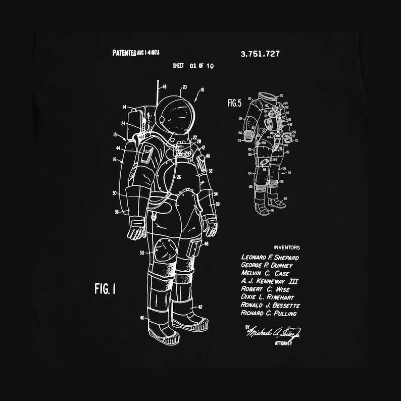 Space Suit Patent 1968 T-Shirt Mens Gift Idea Astronaut Tee Holiday Gift Christmas Birthday Present
Space Suit Patent 1968 T-Shirt Mens Gift Idea Astronaut Tee Holiday Gift Christmas Birthday Present