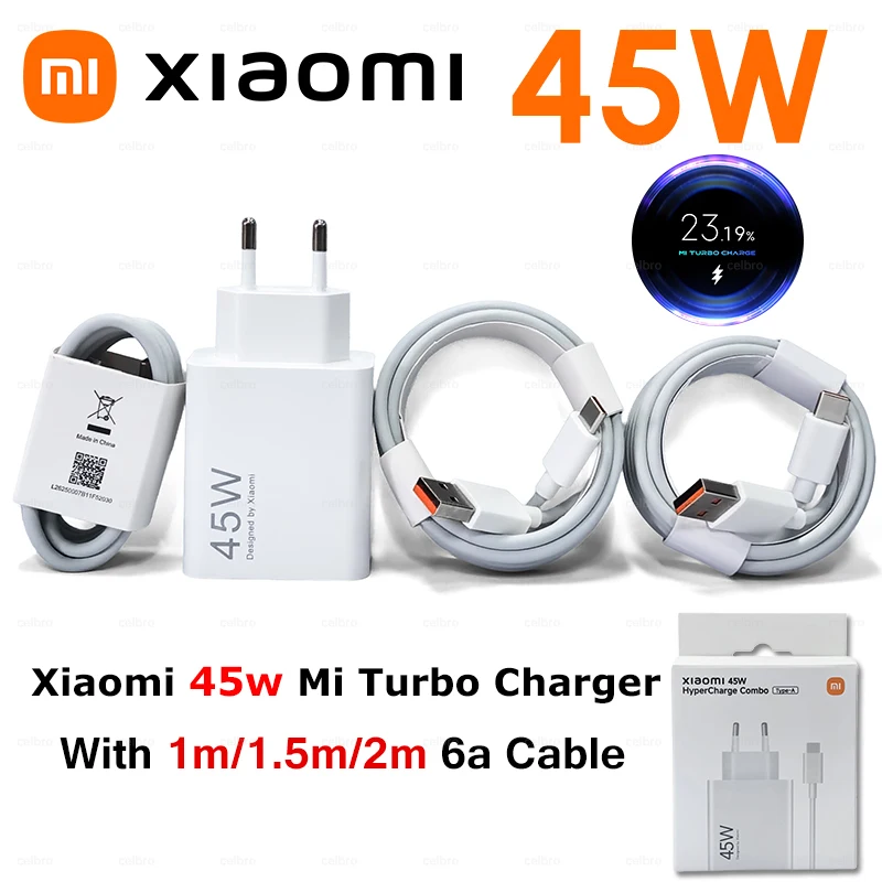 Оригинальное зарядное устройство Xiaomi Redmi Note 14 Pro 45W Turbo Charger с быстрой зарядкой, адаптер EU, кабель Type-C для Mi 11T, 10T, POCO X3 NFC, X4 GT, M5S, M6
Оригинальное зарядное устройство Xiaomi Redmi Note 14 Pro 45W Turbo Charger с быстрой зарядкой, адаптер EU, кабель Type-C для Mi 11T, 10T, POCO X3 NFC, X4 GT, M5S, M6