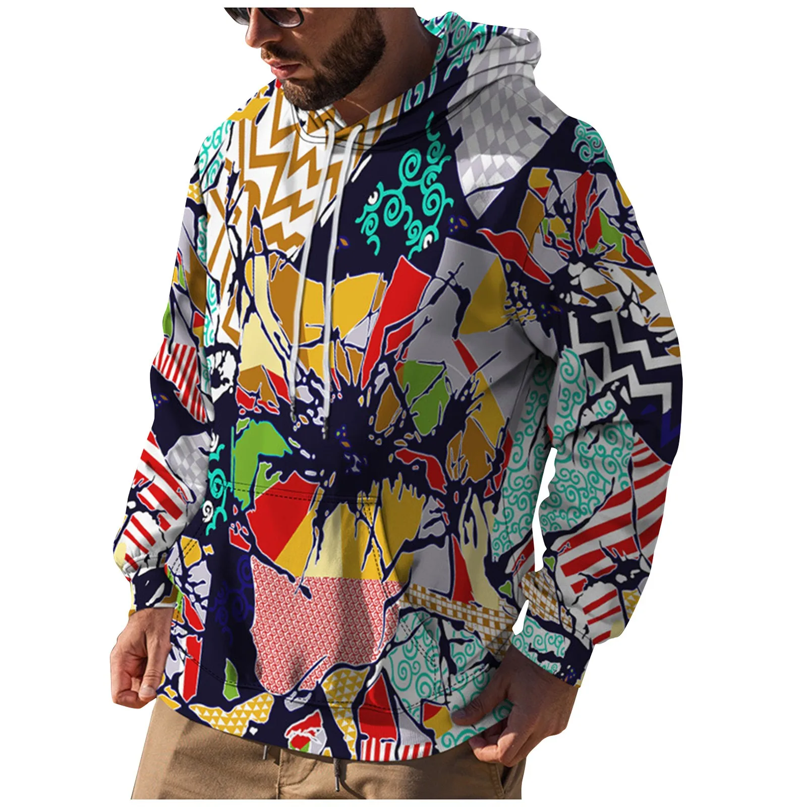 Men's loose printed hooded sweatshirt Men's long sleeve colorful printed hooded sweatshirt suitable for spring and autumn
Men's loose printed hooded sweatshirt Men's long sleeve colorful printed hooded sweatshirt suitable for spring and autumn