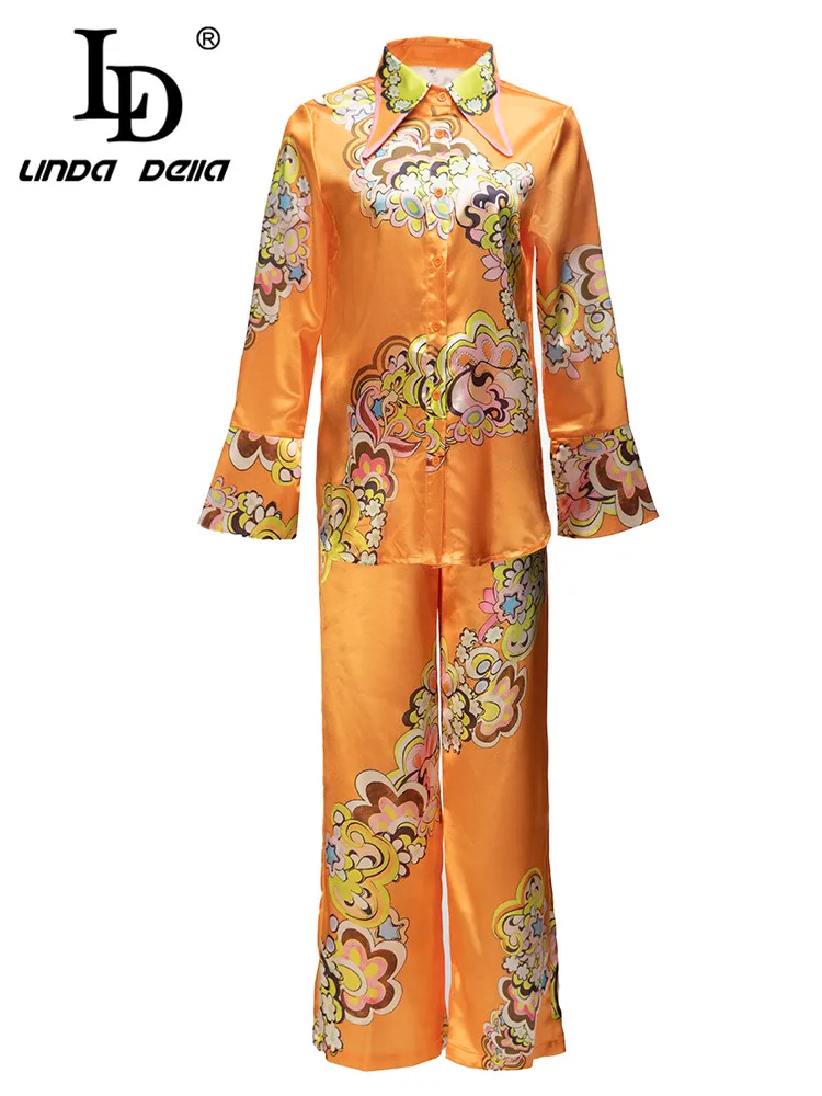 LD LINDA DELLA 2023 Casual Set Women Lapel Print Single-breasted Flower Color Top+Elastic Waist Straight Trouser 2 Pieces Set
LD LINDA DELLA 2023 Casual Set Women Lapel Print Single-breasted Flower Color Top+Elastic Waist Straight Trouser 2 Pieces Set