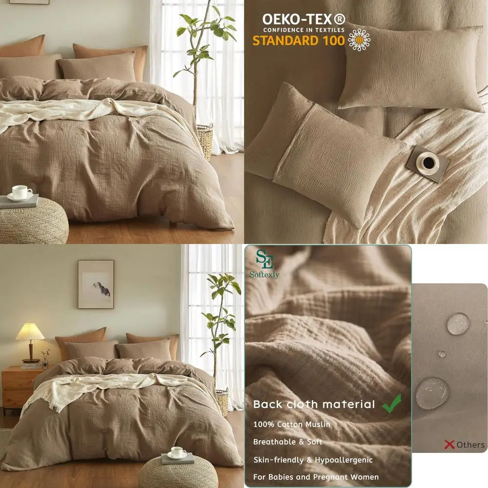 SE SOFTEXLY Muslin Duvet Cover Queen Size, 100% Washed Cotton Duvet Cover Set, Ultra Soft Comforter Cover Linen Like, 3 Pieces M
SE SOFTEXLY Muslin Duvet Cover Queen Size, 100% Washed Cotton Duvet Cover Set, Ultra Soft Comforter Cover Linen Like, 3 Pieces M