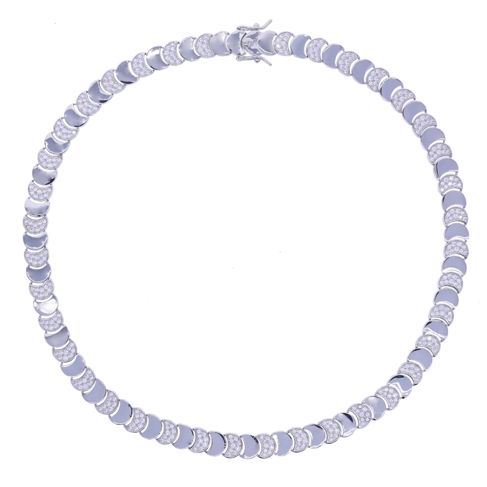 New Fashion Geometric Moon Shaped Bling Cz Charm Link Chain High Polished Shiny Gold Color Metal Bracelet Necklace Women Jewelry
New Fashion Geometric Moon Shaped Bling Cz Charm Link Chain High Polished Shiny Gold Color Metal Bracelet Necklace Women Jewelry