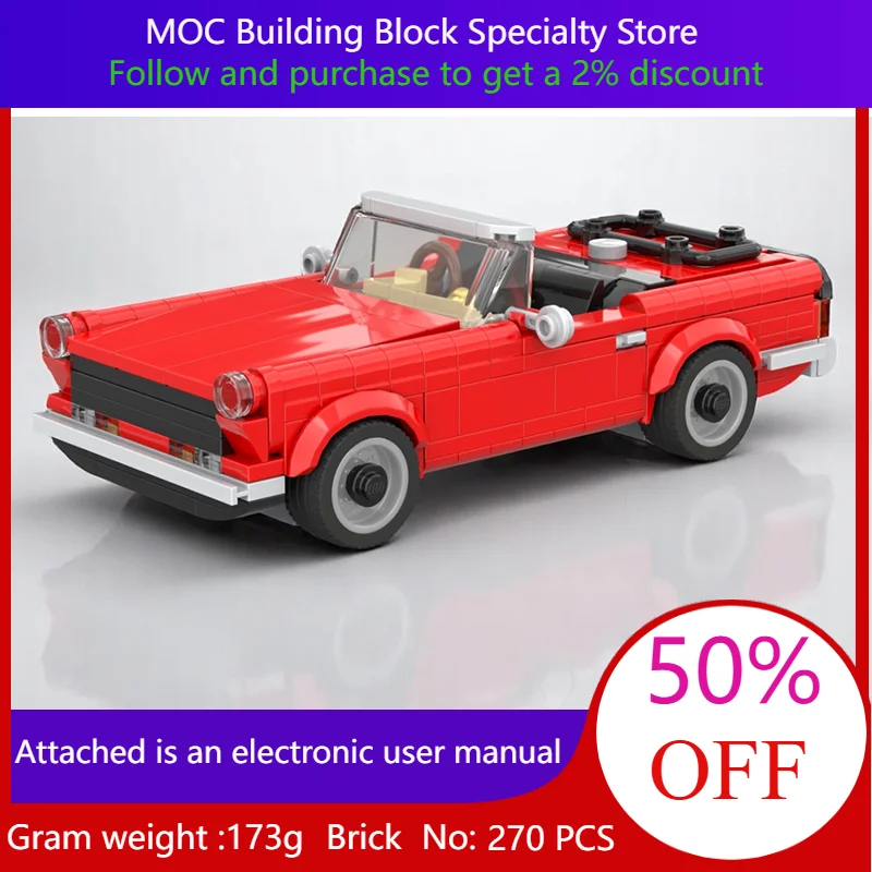 270, модель строительного блока MOC City Speed, кабриолет, спортивный автомобиль TR6, игрушка в подарок для мальчиков, взрослых, детей, рождественские каникулы
270, модель строительного блока MOC City Speed, кабриолет, спортивный автомобиль TR6, игрушка в подарок для мальчиков, взрослых, детей, рождественские каникулы