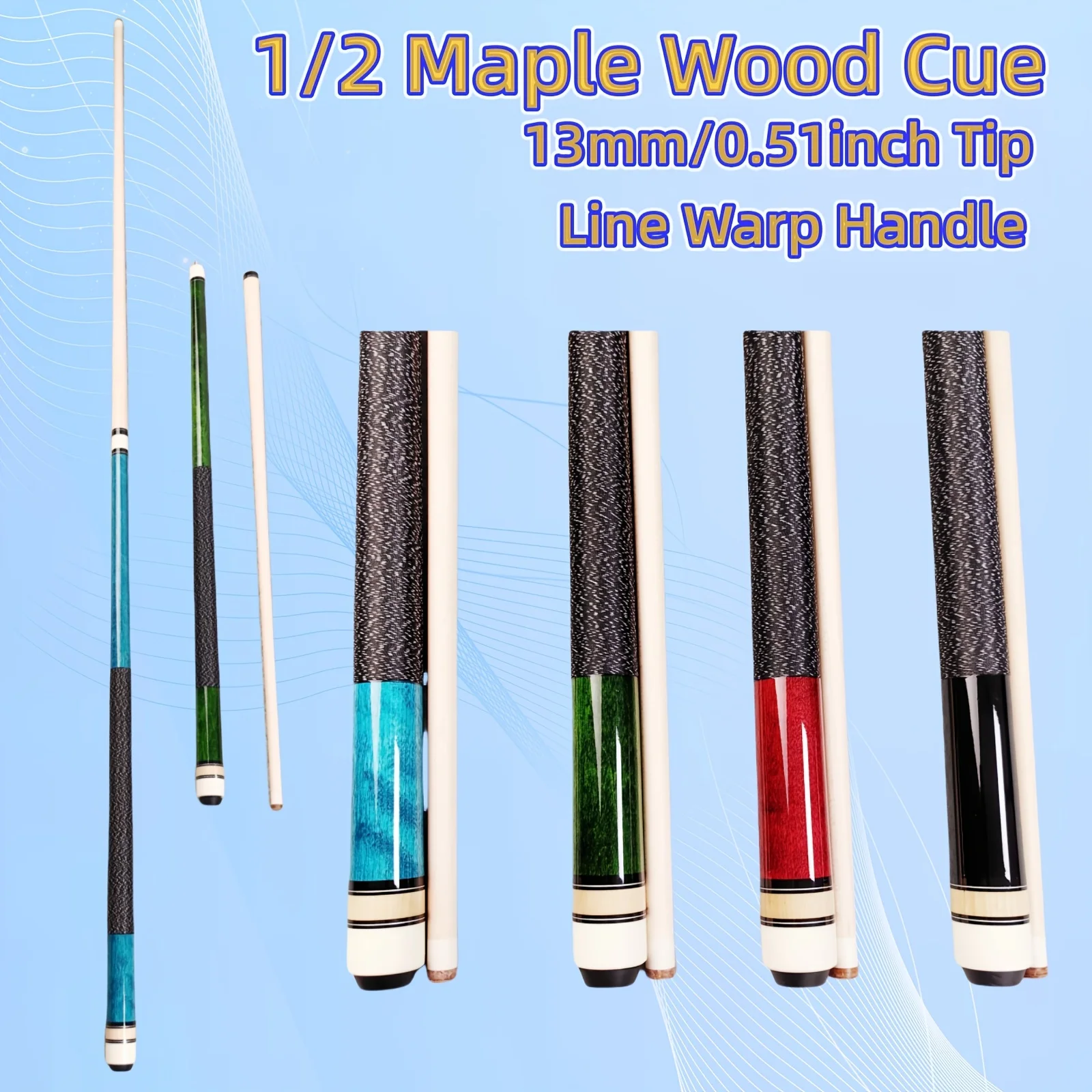 Maple Wood Billiard Cue, Pool Cue Featuring a Lined Wrap Handle And a 13 Mm Tip
Maple Wood Billiard Cue, Pool Cue Featuring a Lined Wrap Handle And a 13 Mm Tip