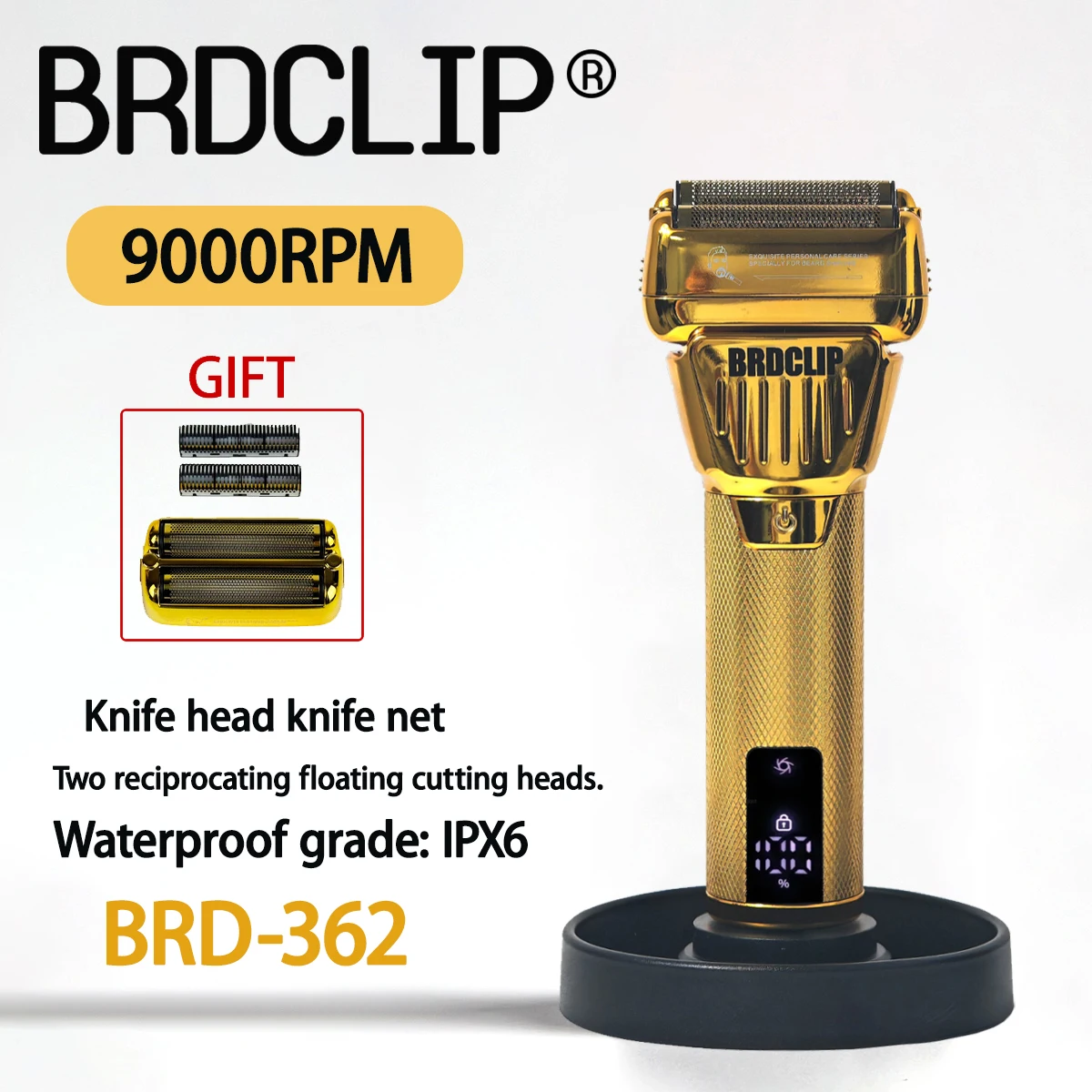 BRDCLIP 362 Электрическая бритва 9000 об/мин, бритва с двойной фольгой, профессиональная машинка для стрижки волос, сменная режущая головка, сетчатая машина для стрижки волос
BRDCLIP 362 Электрическая бритва 9000 об/мин, бритва с двойной фольгой, профессиональная машинка для стрижки волос, сменная режущая головка, сетчатая машина для стрижки волос