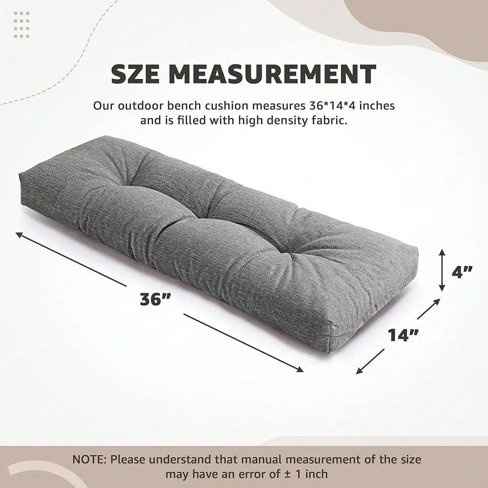 Bench Cushions, Tufted HighDensity Foam Cushions For Indoor Furniture, Soft Bench Seat Cushion With NonSlip Bottom, 36 X 14 X 4
Bench Cushions, Tufted HighDensity Foam Cushions For Indoor Furniture, Soft Bench Seat Cushion With NonSlip Bottom, 36 X 14 X 4