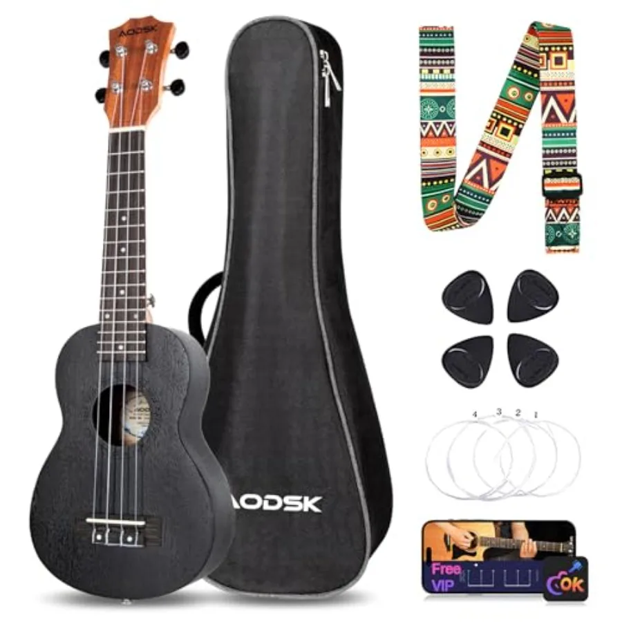 Concert ukulele for beginners: black sapele body, 23-inch size, includes gig bag, strap, strings, and picksdurable, warm-toned,
Concert ukulele for beginners: black sapele body, 23-inch size, includes gig bag, strap, strings, and picksdurable, warm-toned,