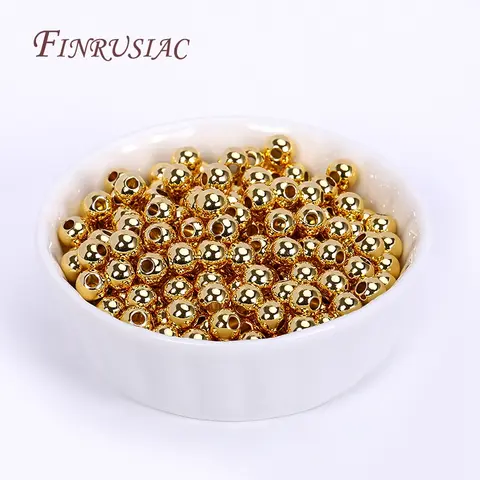 Perles d'espacement plaquées or 18 carats pour la fabrication de bijoux, séparateurs pour perles, perles de Bracelets de 2mm à 6mm, accessoires de bricolage de perles de bijoux