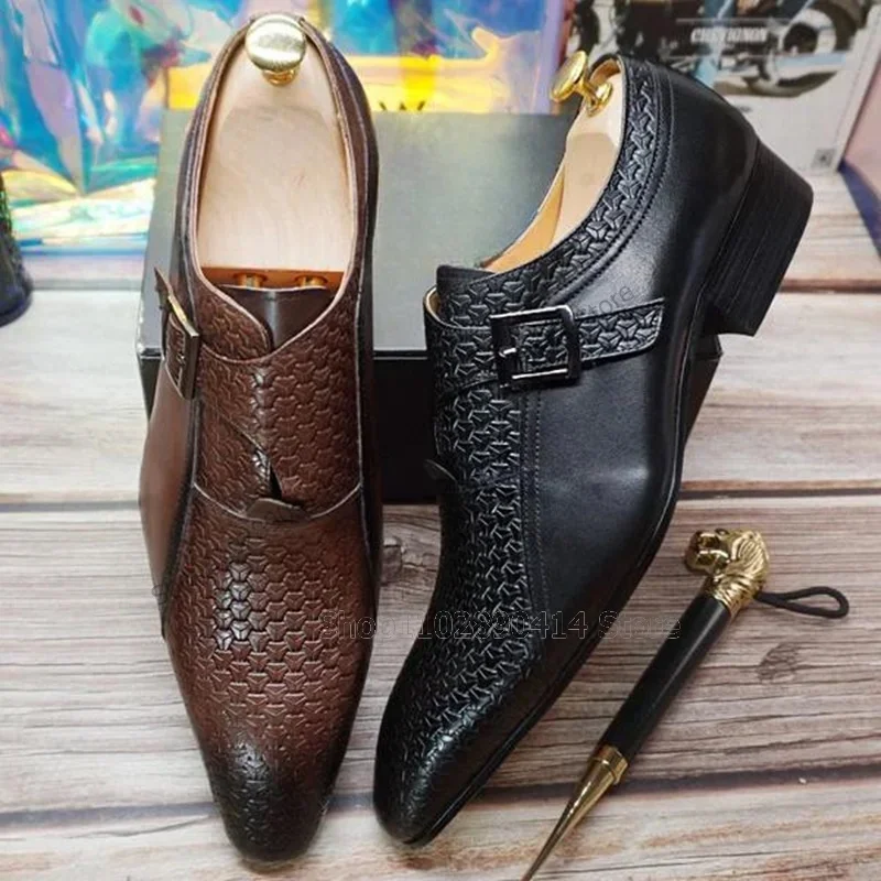 Brown Black Alligator Print Buckle Decor Men Derby Shoes Fashion Slip On Male Shoes Luxury Handmade Party Office Men Dress Shoes 
Brown Black Alligator Print Buckle Decor Men Derby Shoes Fashion Slip On Male Shoes Luxury Handmade Party Office Men Dress Shoes