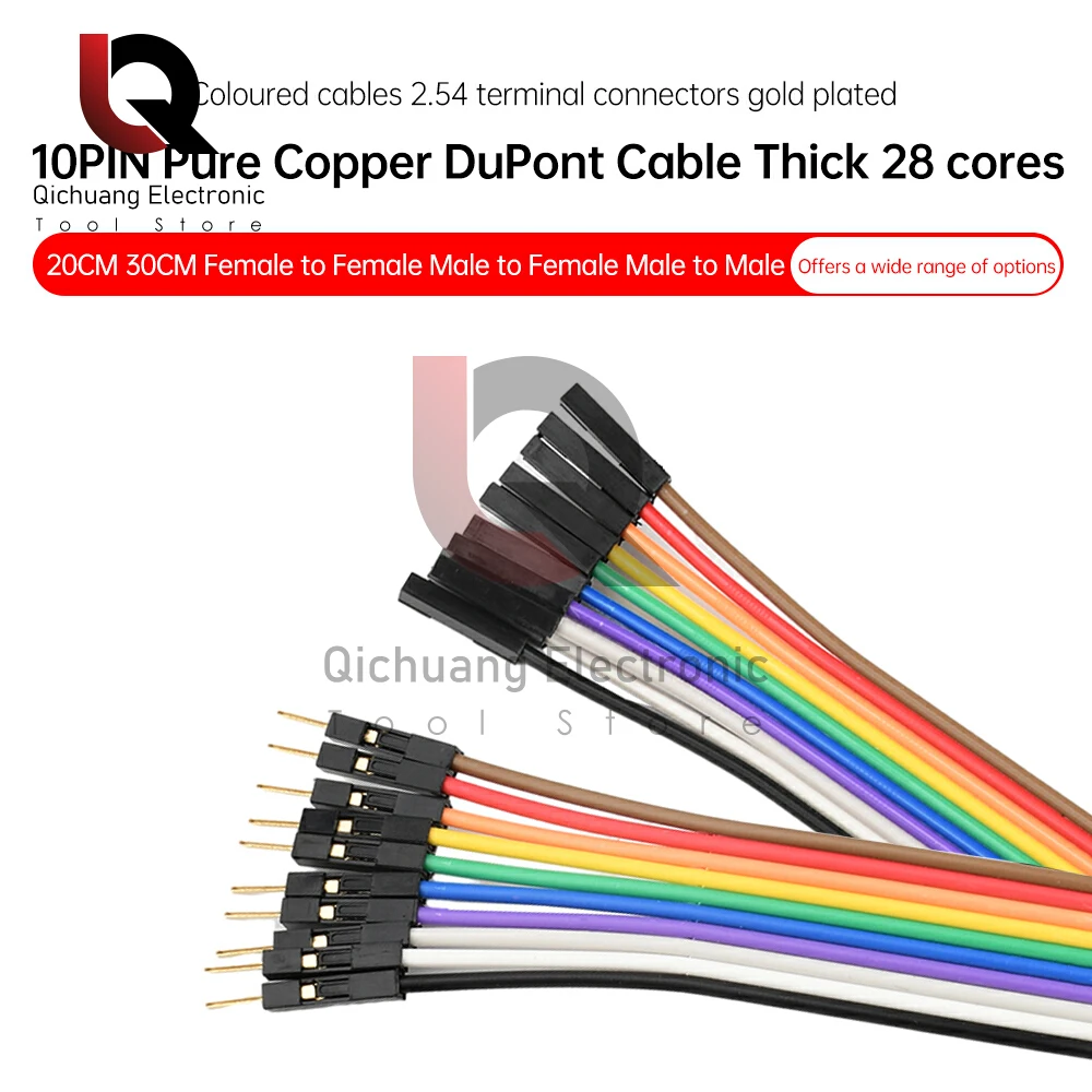 Pure Copper Dupont Wire Thickened 28 Core Female to Female Male to Female Color Cable 2.54 Terminal Connection Wire Gold-plated
Pure Copper Dupont Wire Thickened 28 Core Female to Female Male to Female Color Cable 2.54 Terminal Connection Wire Gold-plated