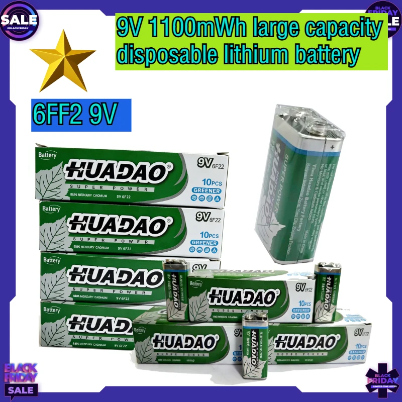 9V 6F22 lithium-ion disposable battery 1100mAh suitable for multimeter, toy walkie-talkie, wireless microphone, smoke alarm
9V 6F22 lithium-ion disposable battery 1100mAh suitable for multimeter, toy walkie-talkie, wireless microphone, smoke alarm