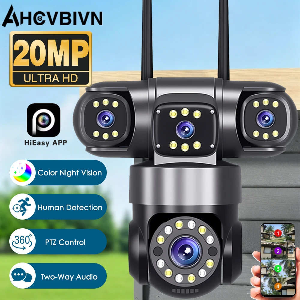 20MP 4-Lens PTZ Security Camera Wireless Outdoor 360° PTZ Security Camera 10X Zoom HD Full Color Night Vision Video Surveillance
20MP 4-Lens PTZ Security Camera Wireless Outdoor 360° PTZ Security Camera 10X Zoom HD Full Color Night Vision Video Surveillance
