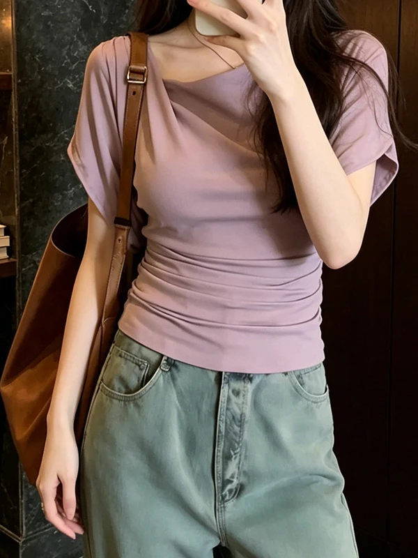 plus Size Summer New Women's Cute Slimming T-Shirt Short Sleeve Asymmetric Design Versatile Low Waist Breathable Skin-Friendly
plus Size Summer New Women's Cute Slimming T-Shirt Short Sleeve Asymmetric Design Versatile Low Waist Breathable Skin-Friendly