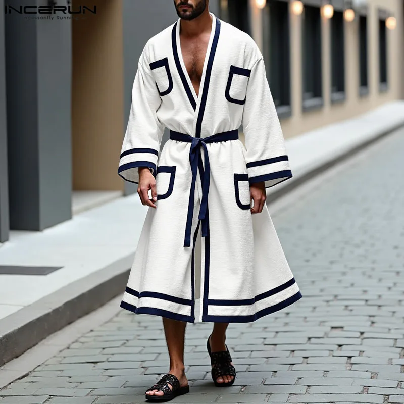 INCERUN Men Trench Patchwork V Neck Long Sleeve Lace Up Loose Male Long Style Coats Cardigan Streetwear 2025 Fashion Outerwear
INCERUN Men Trench Patchwork V Neck Long Sleeve Lace Up Loose Male Long Style Coats Cardigan Streetwear 2025 Fashion Outerwear