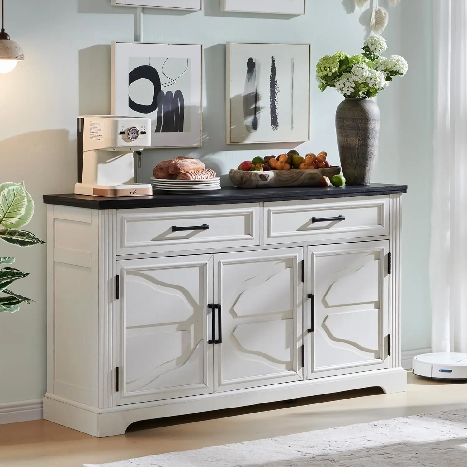 55" Large Buffet Sideboard Cabinet with 3 Doors and 2 Drawers, Buffet Table Coffee Bar Wine Bar Storage Cabinet for Dining Room
55" Large Buffet Sideboard Cabinet with 3 Doors and 2 Drawers, Buffet Table Coffee Bar Wine Bar Storage Cabinet for Dining Room