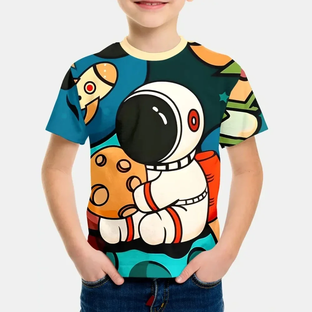 2025 Kids Clothes Summer Cartoon Astronaut Round Neck Short Sleeve Graphic T Shirts Fun Children's Clothing T-Shirt for A Boy
2025 Kids Clothes Summer Cartoon Astronaut Round Neck Short Sleeve Graphic T Shirts Fun Children's Clothing T-Shirt for A Boy
