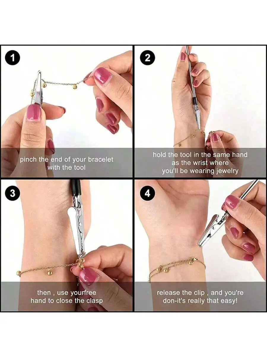 Metal Alligator Clip Bracelet Helper Tool For Jewelry Adjustment And Fastening
Metal Alligator Clip Bracelet Helper Tool For Jewelry Adjustment And Fastening