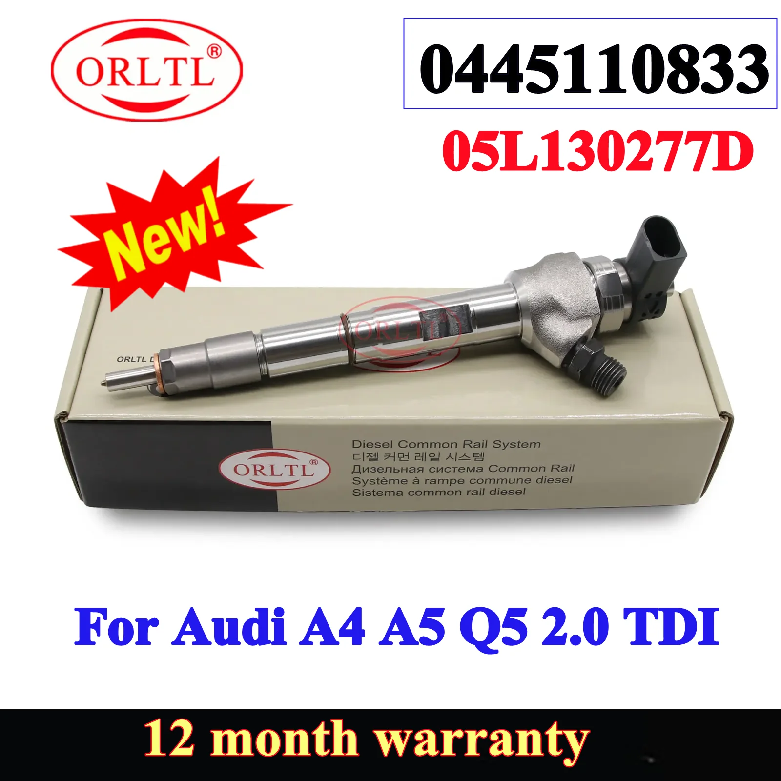 ORLTL 0445110833 05L130277D Genuine Fuel Injector 0 445 110 833 Fuel Injector Nozzle for Audi A4 A5 Q5 2.0 TDI
ORLTL 0445110833 05L130277D Genuine Fuel Injector 0 445 110 833 Fuel Injector Nozzle for Audi A4 A5 Q5 2.0 TDI
