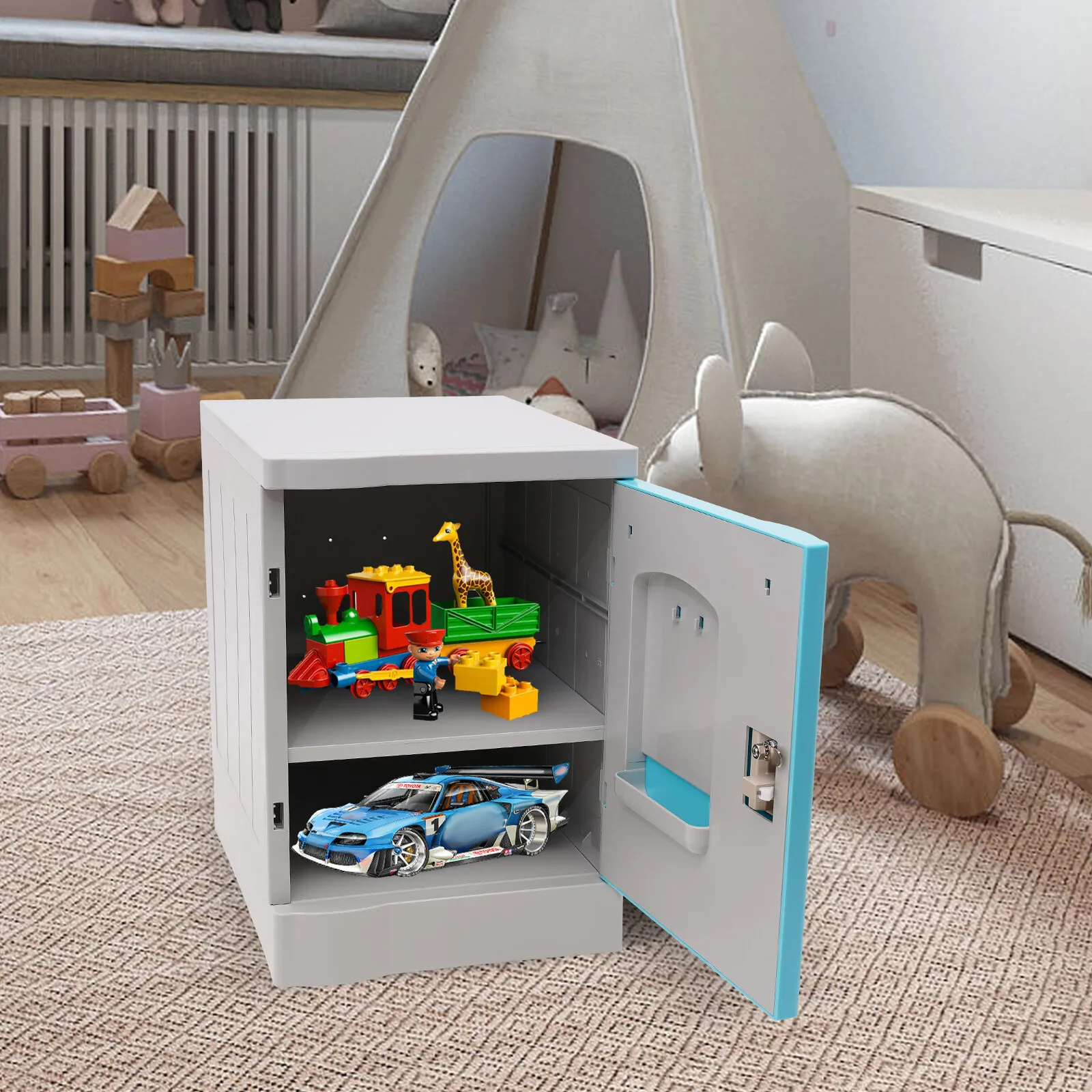 2-tiers Bedroom Storage Cabinet Nightstand Lockable, with Doors and Keys
2-tiers Bedroom Storage Cabinet Nightstand Lockable, with Doors and Keys