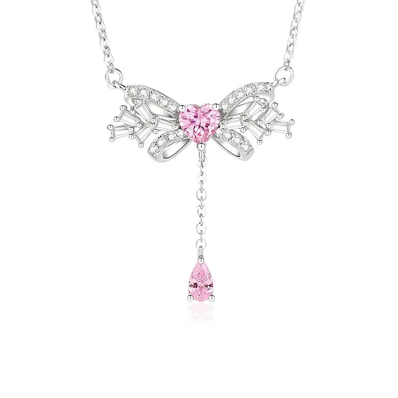 2025 new products 925 silver jewelry bow necklaces woman luxury fashion jewellery woman pink AAA zirconia pendant necklace
2025 new products 925 silver jewelry bow necklaces woman luxury fashion jewellery woman pink AAA zirconia pendant necklace