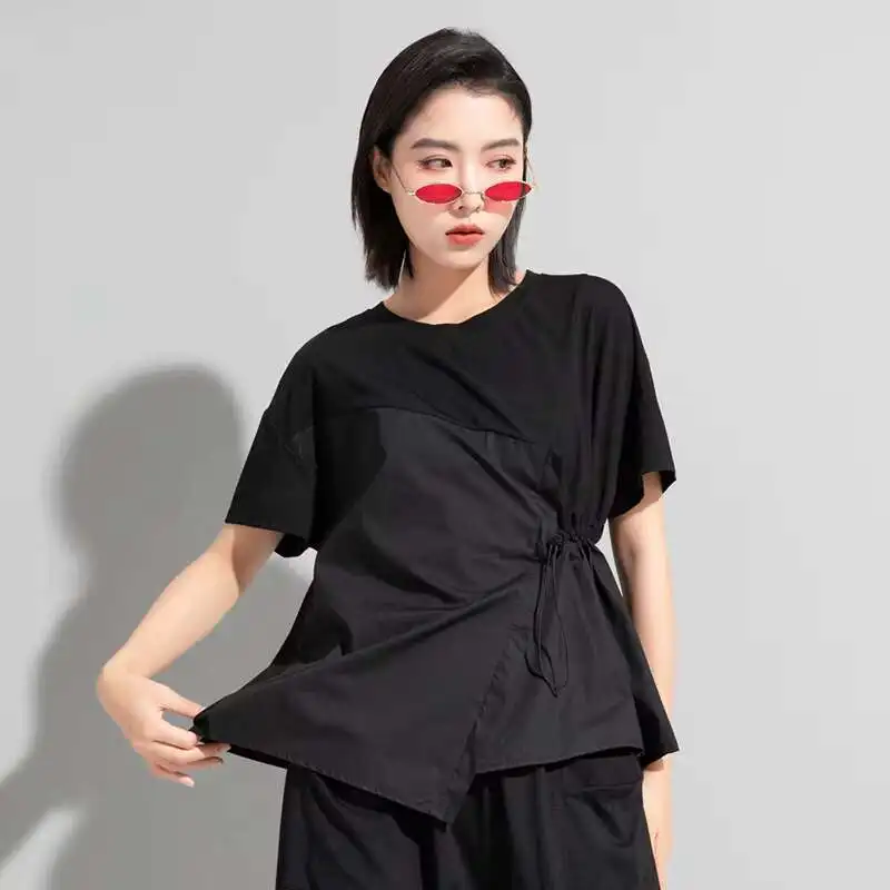 Ladies Short Sleeve Summer New Asymmetric Stitching Design Fashion Loose Casual Large Size Short Sleeve T-Shirt
Ladies Short Sleeve Summer New Asymmetric Stitching Design Fashion Loose Casual Large Size Short Sleeve T-Shirt