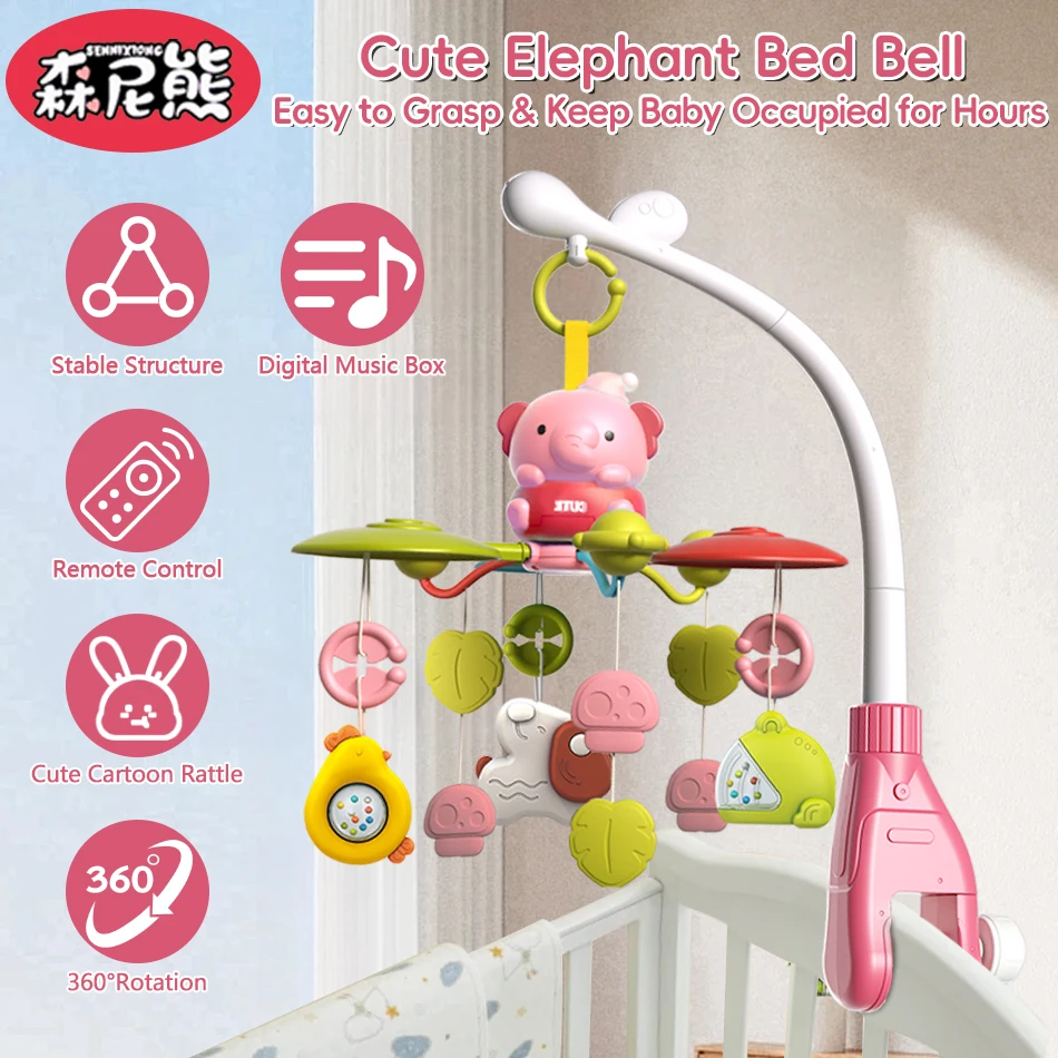 SENNIXIONG Montessori Crib Elephant Soothing Bed Bell Music Light Rotation Rattles Infant Sensory Develop Toys For Toddler Gift
SENNIXIONG Montessori Crib Elephant Soothing Bed Bell Music Light Rotation Rattles Infant Sensory Develop Toys For Toddler Gift