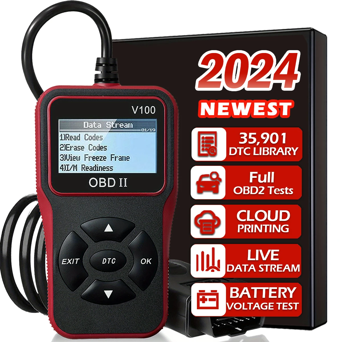 Car OBD2 Scanner Diagnostic Tool Code Reader, Car Voltage Tester Engine Fault Code Scanner, Charging Tester Diagnostic Tool V100
Car OBD2 Scanner Diagnostic Tool Code Reader, Car Voltage Tester Engine Fault Code Scanner, Charging Tester Diagnostic Tool V100